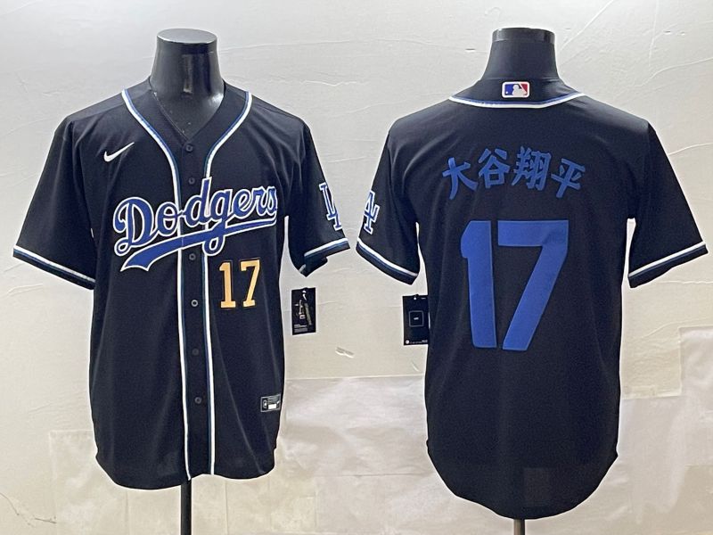 Men Los Angeles Dodgers 17 Ohtani Black blue Three generations Nike 2025 MLB Jersey style 15